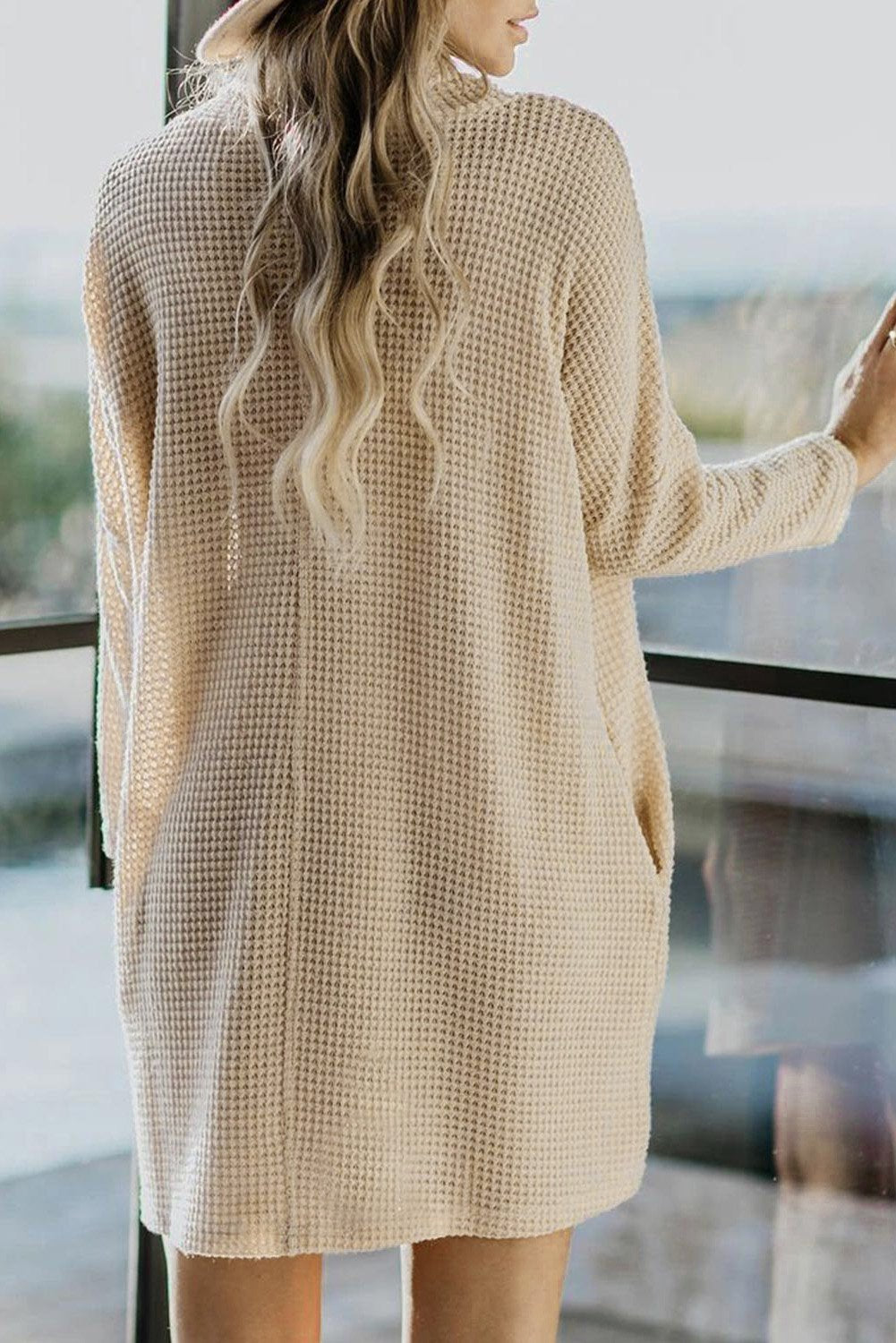 Cowl Neck Long Sleeve Pocketed Knit Mini Dress - KathyRoseNaturals