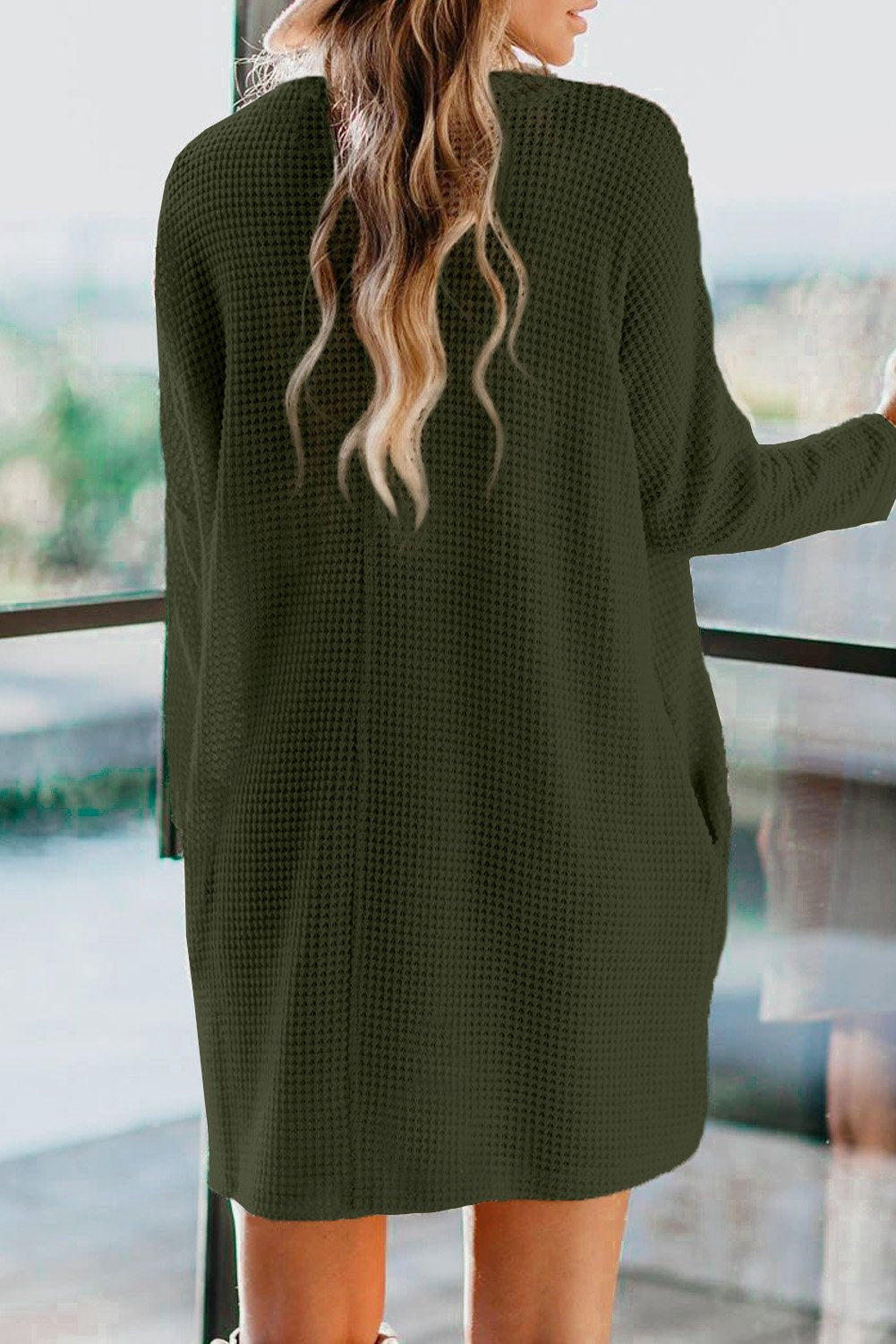 Cowl Neck Long Sleeve Pocketed Knit Mini Dress - KathyRoseNaturals