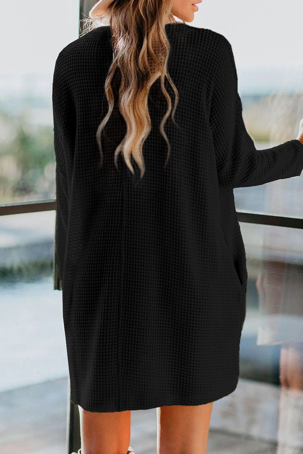 Cowl Neck Long Sleeve Pocketed Knit Mini Dress - KathyRoseNaturals